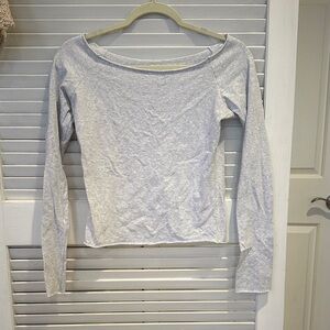 Brandy Melville Off-Shoulder Long Sleeve Top - Light Gray